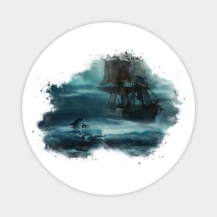 Ghost Ship Watercolor Magnet